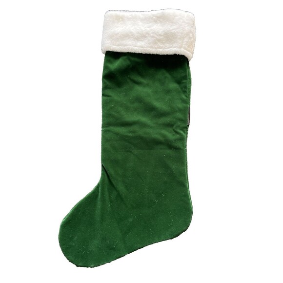 Christmas stocking Santa Belt Buckle Green Velvet Faux Fur Top 20 Inches - Picture 5 of 5